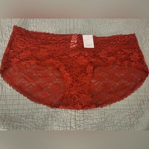 Auden lace hipster panty, orange berry color, size XL (16)